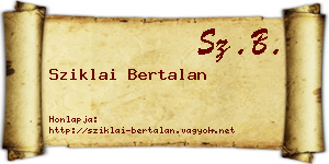 Sziklai Bertalan névjegykártya